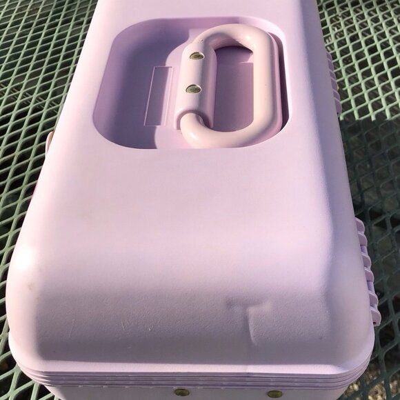 Vtg ULTA Beauty Lavender 90s Jewelry Craft Case Makeup Cosmetic Organizer Mirror - Picture 2 of 16